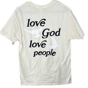 Love God Love People T‎ Shirt Cream Dove Reclaim! Jesus Christian M
